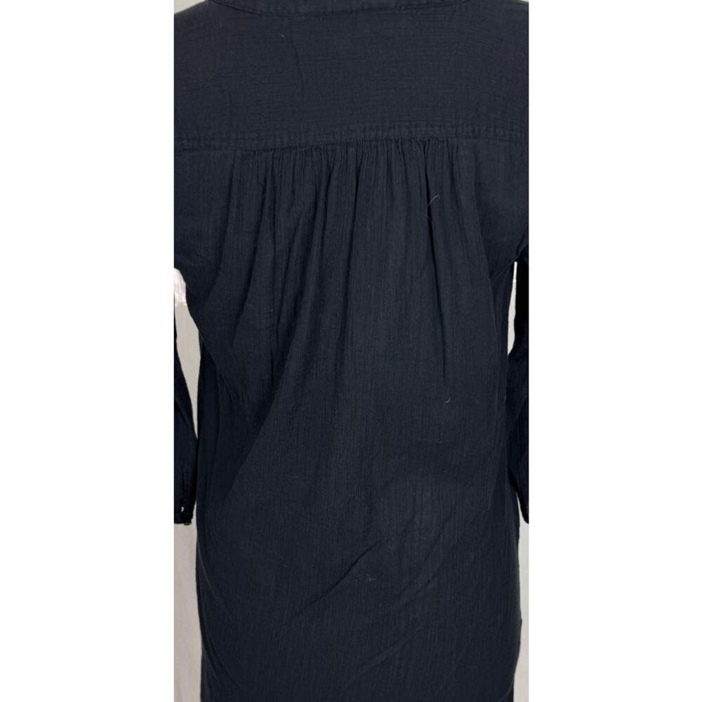 Ann Taylor LOFT Womens XS 100% Cotton Gauzy Black Deep V Tunic - Picture 6 of 8